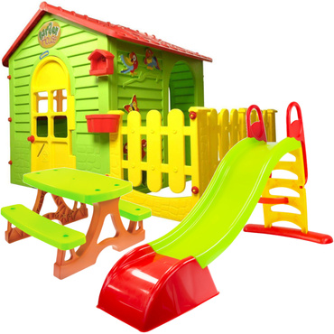 DOMEK + ZJEŻDŻALNIA 12603 + STOLIK MOCHTOYS PLAC ZABAW
