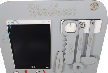 DUŻY DREWNIANY WARSZTAT MAJSTERKOWICZA ZNIKOPIS NARZĘDZIA ZESTAW