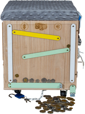 PUFA SKRZYNIA MANIPULACYJNA SENSORYCZNA schowek POJEMNIK Na Zabawki TABLICA