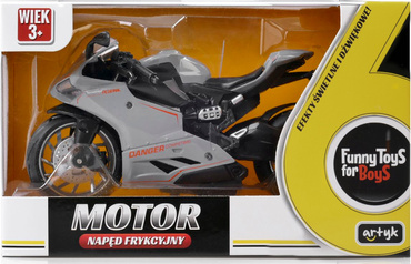 MOTOCYKL Z NAPĘDEM MOTOR Światło Dźwięk POJAZD ŚCIGACZ SZARY Z POMARAŃCZOWYM