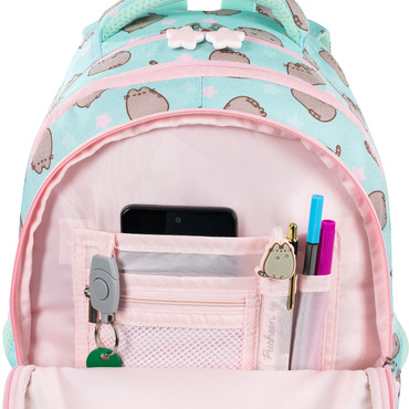 PLECAK TORNISTER SZKOLNY 4-KOMOROWY DLA DZIEWCZYNKI KOT PUSHEEN MINT BPL-58