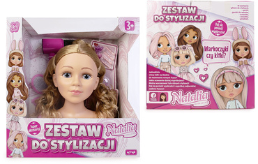 GŁOWA DO STYLIZACJI ZESTAW LALKA WŁOSY FRYZURY gumki spinki NATALIA