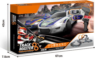 OGROMNY TOR SAMOCHODOWY LED Wyścigowy ELEKTRYCZNY 865cm PĘTLE 2 AUTA USB