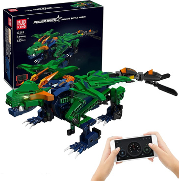 KLOCKI KONSTRUKCYJNE MECHANICZNY SMOK zdalnie sterowany PILOT LED USB 466el