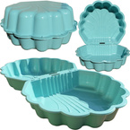 DUŻA PIASKOWNICA PODWÓJNA Basen MUSZELKA zamykana 2 SZTUKI MIĘTOWA PASTELOWA TWINS (NIEBIESKA)