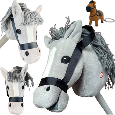 GŁOWA KONIA NA KIJU KOŃ Z GRZYWĄ HOBBY HORSE Konik dźwięki ZABAWKA PREZENT
