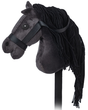 KOŃ NA KIJU HOBBY HORSE GŁOWA KONIA PLUSZOWY KONIK DŹWIĘK CZARNY