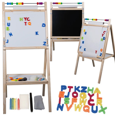 REGULOWANA TABLICA MAGNETYCZNA KREDOWA PAPIER LICZYDŁO 6W1 78-118cm