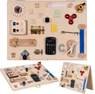 DUŻA DREWNIANA TABLICA MANIPULACYJNA KREDOWA DREWNIANA 22w1 MONTESSORI