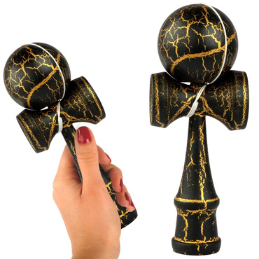 KENDAMA JAPOŃSKA DREWNIANA GRA ZRĘCZNOŚCIOWA CZARNO-ZŁOTA