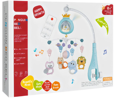 KARUZELA DO ŁÓŻECZKA 3w1 PROJEKTOR LAMPKA NOCNA PILOT NIEBIESKA