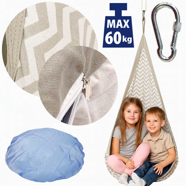 HUŚTAWKA DLA DZIECI KOKON LEŻACZEK do 60kg FOTEL WISZĄCY HAMAK BUJAK