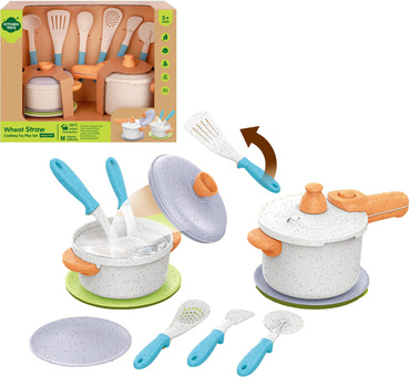 ZESTAW NACZYŃ DLA DZIECI AKCESORIA KUCHENNE KUCHNIA 14el organiczny plastik