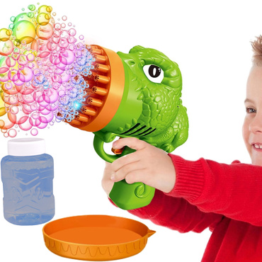 PISTOLET DO BANIEK DINO + PŁYN DINOZAUR MASZYNKA DO BANIEK BAŃKI MYDLANE KOLORY