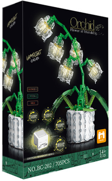 KLOCKI KWIATY ORCHIDEA ZESTAW 707 el. PODŚWIETLANE LED PILOT