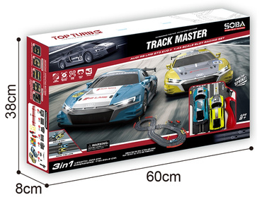 DUŻY TOR SAMOCHODOWY 3w1 Wyścigowy 320cm 2 AUTA AUDI R8 3 wersje toru LICENCJA AUDI