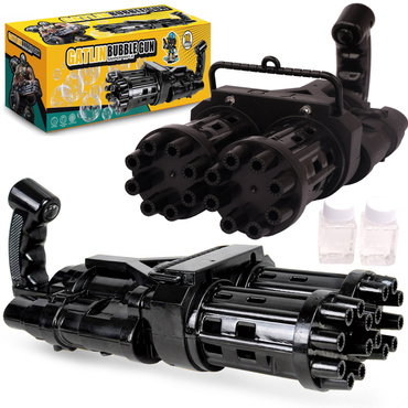 PISTOLET MASZYNA DO BANIEK MIOTACZ MINIGUN Bazooka ŚWIECĄCY 2 PŁYNY
