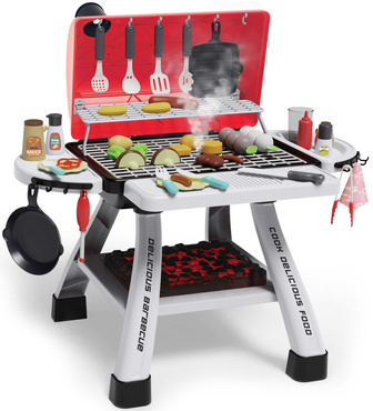 WIELKI GRILL OGRODOWY KUCHNIA OGRODOWA dla dzieci z akcesoriami 41szt. ŚWIATŁO PARA zestaw