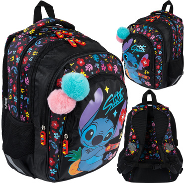 PLECAK TORNISTER SZKOLNY 4-KOMOROWY BPL-58 STITCH BLACK ALOHA