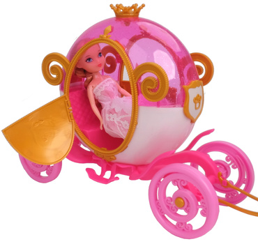 KARETA DYNIA Z CHODZĄCYM KONIEM Chodzący KOŃ KAROCA LALKA KSIĘŻNICZKA RÓŻOWA