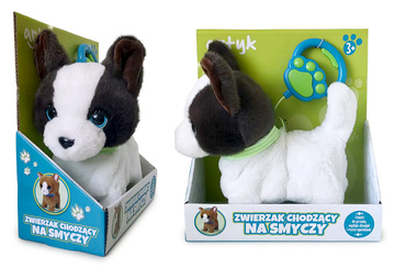 PIESEK INTERAKTYWNY CHODZĄCY NA SMYCZY Pies CHODZI SZCZEKA MERDA Maskotka