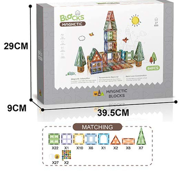 KLOCKI MAGNETYCZNE konstrukcyjne DLA DZIECI zestaw 84 el
