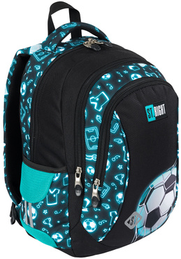 ST.RIGHT PLECAK SZKOLNY 3-KOMOROWY TORNISTER KLASA 1-3 PIŁKA NOŻNA BP-26 NEON FOOTBALL