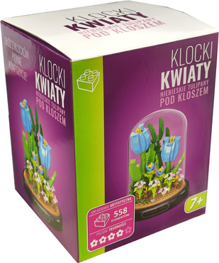 KLOCKI KWIATY NIEBIESKIE TULIPANY ZESTAW 558 el. POD KLOSZEM
