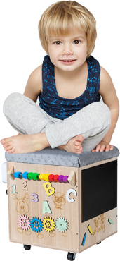 PUFA SKRZYNIA MANIPULACYJNA SENSORYCZNA schowek POJEMNIK Na Zabawki TABLICA