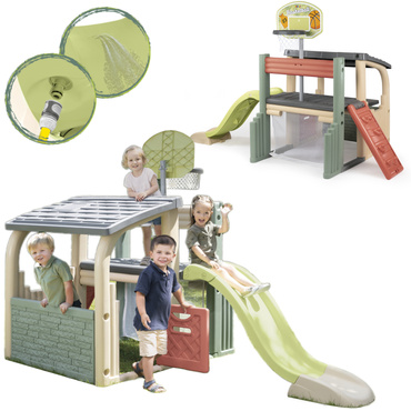 SMOBY CENTRUM ZABAW ZJEŻDŻALNIA 150cm BRAMKA DOMEK KOSZ ŚCIANKA WSPINACZKOWA ZESTAW 5w1 ANTI-UV