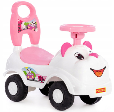 JEŹDZIK CHODZIK PCHACZ DLA DZIECI dziewczynki AUTO autko BIAŁY MIŚ klakson schowek