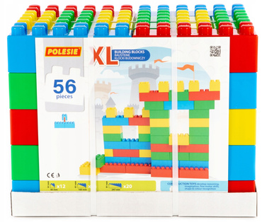 KLOCKI BUDOWLANE konstrukcyjne CEGŁY DUŻY ZESTAW GIGANT XXL 56 elementów