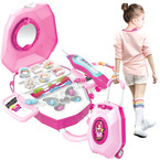 TOALETKA DLA DZIEWCZYNKI BIŻUTERIA ZAPLATACZ DO WŁOSÓW 2W1 WALIZKA RÓŻOWA