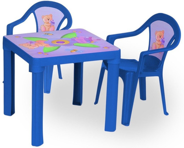 ZESTAW STOLIK + 2 KRZESŁA MEBELKI DLA DZIECI Blue