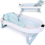 SKŁADANA WANIENKA DLA NIEMOWLAKA turystyczna TERMOMETR PODUSZKA wanna NIEBIESKA