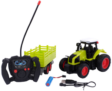 DUŻY TRAKTOR STEROWANY Z PRZYCZEPĄ RC CIĄGNIK 39cm USB