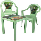 ZESTAW STOLIK + 2 KRZESŁA MEBELKI DLA DZIECI PISTACJA PASTELOWY ZIELONY