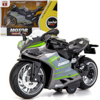 MOTOCYKL Z NAPĘDEM MOTOR Światło Dźwięk POJAZD ŚCIGACZ SZARY Z ZIELONYM