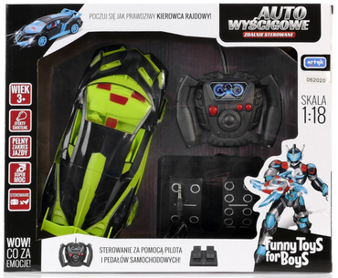 AUTO WYŚCIGOWE RC KIEROWNICA + PEDAŁY AKUMULATOR