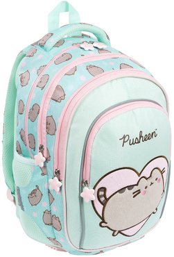 PLECAK TORNISTER SZKOLNY 4-KOMOROWY DLA DZIEWCZYNKI KOT PUSHEEN MINT BPL-58