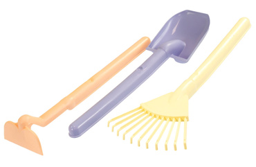 MOCHTOYS WÓZEK NA ZABAWKI PRZYCZEPKA Z ZESTAWEM DO OGRODU PIASKU ZIELONY PASTELOWY