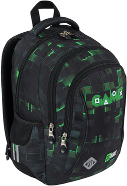 ST.RIGHT PLECAK SZKOLNY 3-KOMOROWY TORNISTER KLASA 1-3 DLA GRACZA BP-26 GREEN GAME