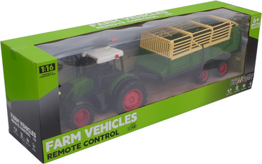 DUŻY TRAKTOR ZDALNIE STEROWANY Z PRZYCZEPĄ CIĄGNIK 50CM RC + USB