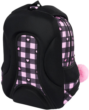 ST.RIGHT PLECAK SZKOLNY 3-KOMOROWY TORNISTER KLASA 1-3 SZACHOWNICA SERCA BP-26 PINK CHECKERED