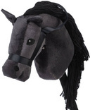 KOŃ NA KIJU HOBBY HORSE GŁOWA KONIA PLUSZOWY KONIK DŹWIĘK CZARNY