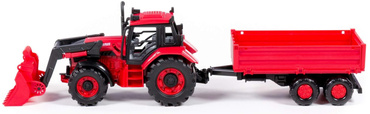 TRAKTOR Z PRZYCZEPKĄ BURTOWĄ ŁADOWARKA BELARUS POLESIE CZERWONY
