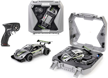 AUTO WYŚCIGOWE SAMOCHÓD METALOWY RC AKUMULATOR WALIZKA SZARY