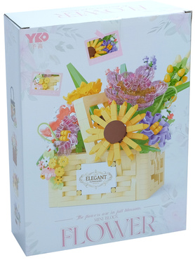 KLOCKI konstrukcyjne KWIATY ZESTAW KWIATKI W DONICZCE KOSZU 1263 elementów