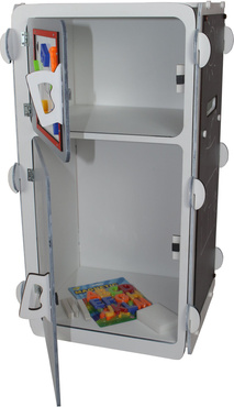 TABLICA KREDOWA MAGNETYCZNA DREWNIANA 4w1 LICZYDŁO ZEGAR Akcesoria SZARA