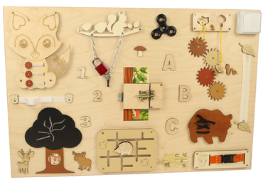 DUŻA TABLICA MANIPULACYJNA sensoryczna LAS DREWNIANA MONTESSORI polska XXL
